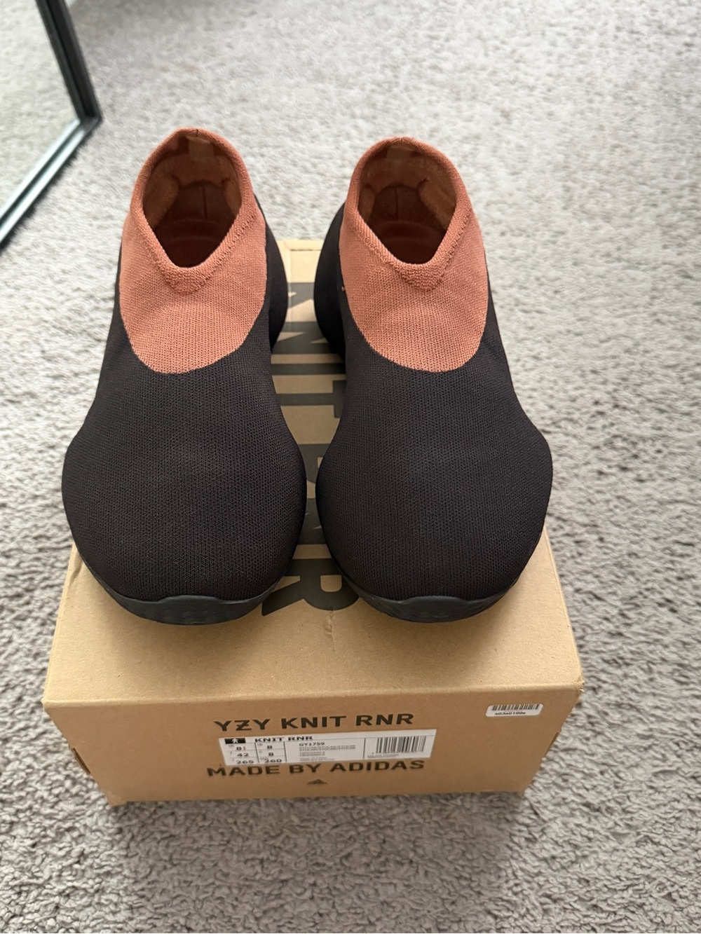 adidas YZY Knit RNR Slip-On Sneakers in Black and Rust